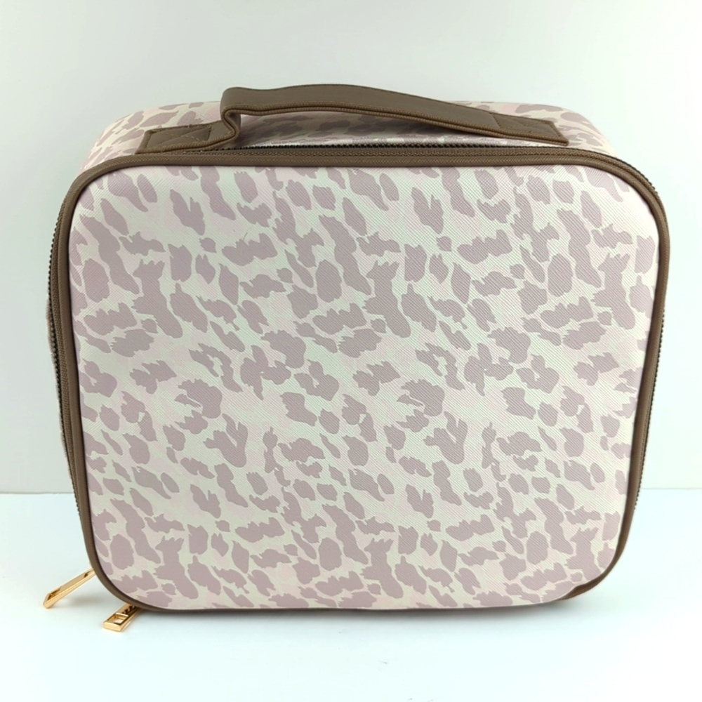 Neiman Marcus Leopard Print Cosmetics Makeup Case 10"x8"x4" New